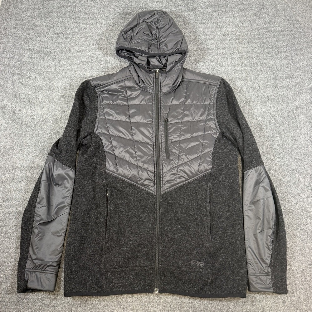 Outdoor Research Jacket Mens Medium Gray Cyprus Hybrid Full Zip Hoody Wool